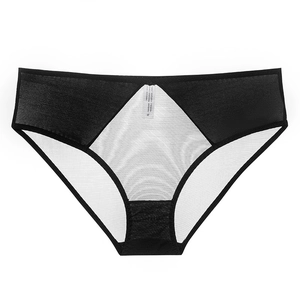 Sexy black and white mesh panties for women with breathable cotton crotch and mesh design