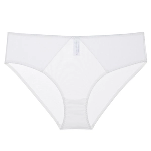Sexy white low-rise mesh panties for women with breathable cotton crotch in size M