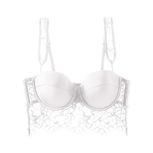 White French eyelash lace bralette with wired support and elegant floral straps