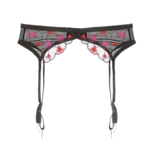 Sexy Lace Garter Belt Heart Embroidery Mesh Suspender Belt With Metal Clips Adjustable Straps Women Lingerie Accessory