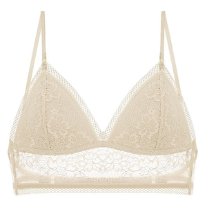 Spitzen Bralette mit Triangel-Cups und rückenfreiem Design in elegantem Beige Sommerstil