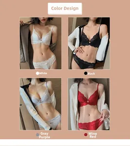Set lingerie in pizzo in quattro colori: bianco, nero, grigio-viola e bordeaux