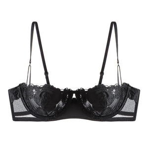 French Style Lace Bra Rose Embroidery Women Underwire 1/2 Cup Ultra-Thin Sheer Mesh Breathable Push-Up Sexy Lingerie