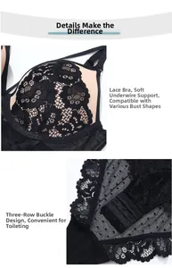 Lace bodysuit detail showing soft underwire cups and three-row hook closure
