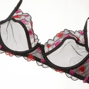 Soutien-gorge sexy en dentelle transparente avec broderie cœur et armatures