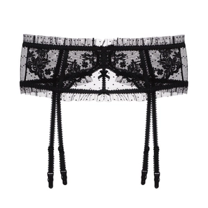 Reggicalze Sexy in Pizzo Francese per Donna Ricamo Floreale Trasparente in Rete Spalline Regolabili Cintura Decorativa Fiocco