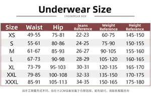 Größentabelle für nahtlose Damen-Unterhosen mit Maßen von Größe XS bis XXXL