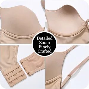 Nude seamless bodysuit featuring adjustable straps and back four-row hook closure