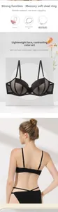 Detail of black contrast lace lingerie set with soft steel rings and satin texture