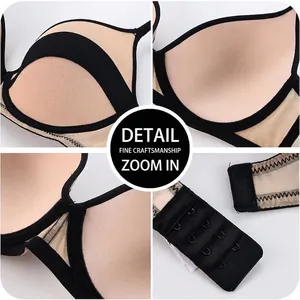 Soutien-gorge push-up sans couture français avec bordure noire et bonnets en mesh aéré