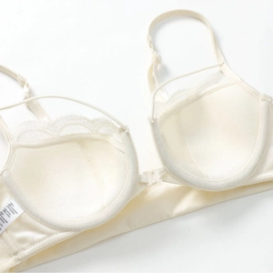 French style thin lace bra with front closure and seamless back design for women