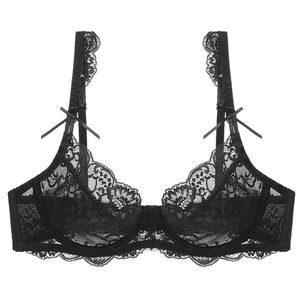Soutien-gorge en dentelle pour femmes avec résille florale et détail de nœud