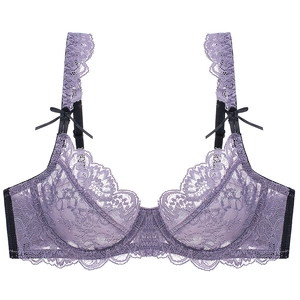 Soutien-Gorge Sexy en Dentelle pour Femmes Avec Armatures Floral Ultra Mince Respirant Top Lingerie Col V Profond Avec Nœud
