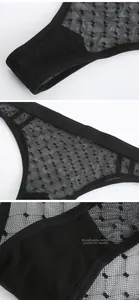 Détail de la culotte en maille à pois noirs avec entrejambe en coton et coutures précises