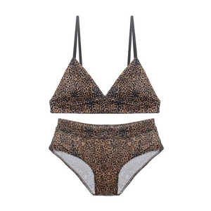 Conjunto de bikini de dos piezas con estampado de leopardo y braga de talle alto