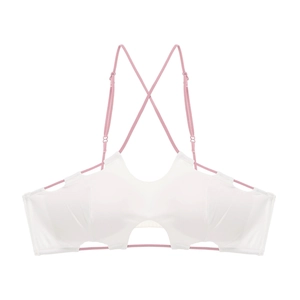 Soutien-gorge sans armature style français avec bretelles croisées et découpes