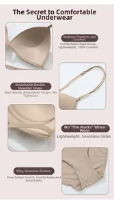Detailansicht beige nahtlose Unterwäsche mit abnehmbaren Trägern und Baumwollzwickel