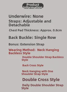 Detail of multi-way strapless bra features with adjustable straps and single back buckle