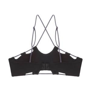 Soutien-gorge sans armature avec bretelles croisées lavande et tissu noir chic