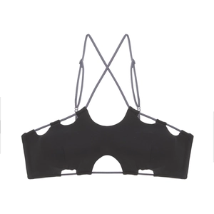 Soutien-gorge français sans armature avec bretelles croisées et design évidé à vagues