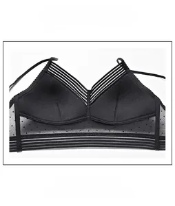 Detail of French style thin bra showing soft cotton cups and breathable mesh wings