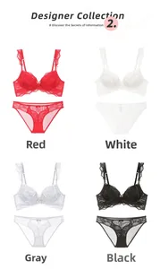 Ensemble soutien-gorge et culotte en dentelle en quatre couleurs avec détails floraux