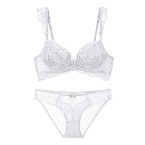 Élégant ensemble de lingerie en dentelle blanche avec soutien-gorge et culotte assortie