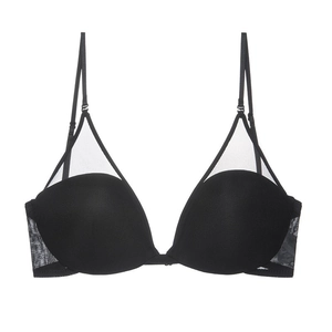 Soutien-gorge triangle noir en mesh respirant style français avec dos en U sans armature