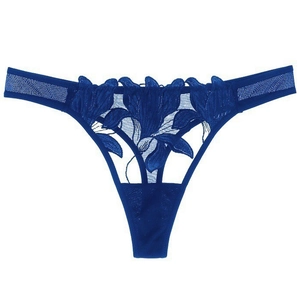 String en dentelle bleu saphir de style français avec broderie florale et détails en tulle