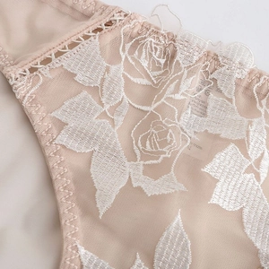 French lace panties with elegant floral embroidery and breathable mesh texture