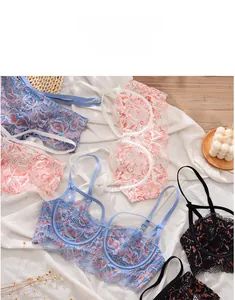 Macro detail of French contrast eyelash lace bra with supportive underwire structure