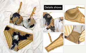 Gros plan sur un soutien-gorge à motif abstrait avec dentelle et boucles en métal