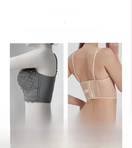 Close-up of French style lace bra set showing breathable mesh back and side bone support