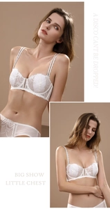 Détail d'un ensemble soutien-gorge en dentelle blanche avec motifs de papillons brodés
