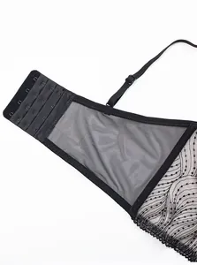 Detailed close-up of the ultra-thin black mesh back wing and four-row hook closure