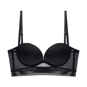 Women Sexy French Style U Backless Seamless Bra Gathering Push Up Lace Lingerie Invisible Soft Underwire Underwear For Backless Dress