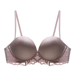 Französisch Sexy Spitze Push Up BH Glatte U-Ausschnitt Hinten Weicher Bügel Lingerie Komfortabel Atmungsaktiv Nahtlose Unterwäsche Damen