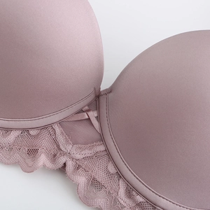 Französischer Spitzen-BH in Altrosa mit Push-up-Effekt und nahtlosen Cups ohne Bügel