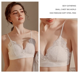 Dettaglio in pizzo bianco e ferretto morbido su questo set di lingerie da donna