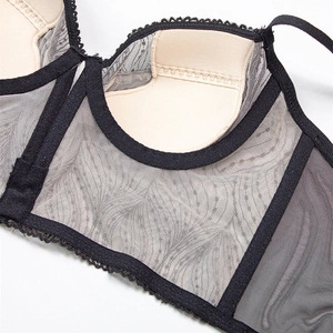 Soutien-gorge en dentelle brodée avec armatures souples et détails en mesh respirant