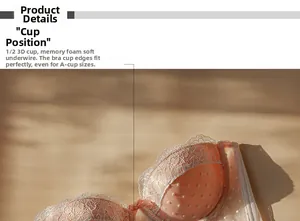 Detail eines 1/2 Spitzen-BHs mit weichem Memory-Bügel und feiner Punkt-Stickerei