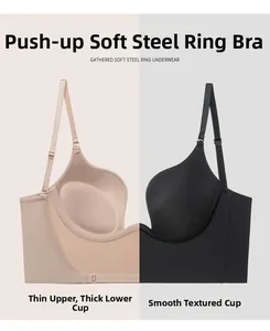 Detail view of push-up bra with soft underwire and thick padded inner cup design