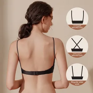 Bralette in pizzo nero con spalline versatili inclusi stili a U e incrociati sul retro