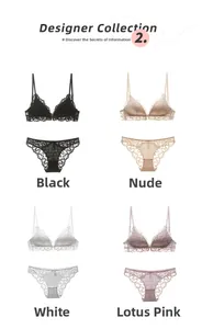 Ensemble de lingerie en dentelle multicolore avec fermoir avant et dos croisé élégant