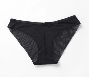 Culotte femme en résille noire transparente avec maille respirante et taille élastique