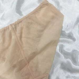 Detaillierte Nahaufnahme von Mesh-Gewebe und Zickzack-Nähten bei Damen-Spitzenslips