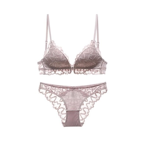 Ensemble de Soutien-Gorge en Dentelle Sexy pour Femmes Style Français Fermeture Avant avec Culotte