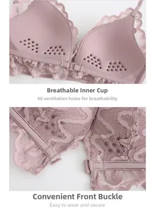 Dettaglio reggiseno in pizzo con 48 fori traspiranti e chiusura frontale gancio