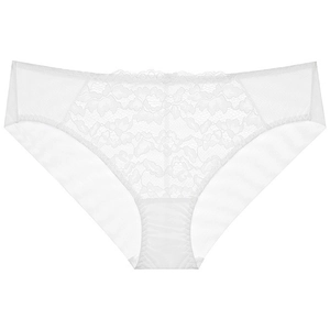 Elegante weiße Damenunterwäsche aus Spitze und atmungsaktivem Mesh mit Blumenstickerei