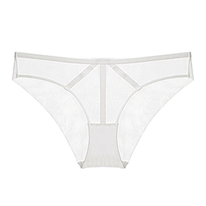 Culotte sexy en maille blanche pour femme taille basse avec entrejambe en coton respirant